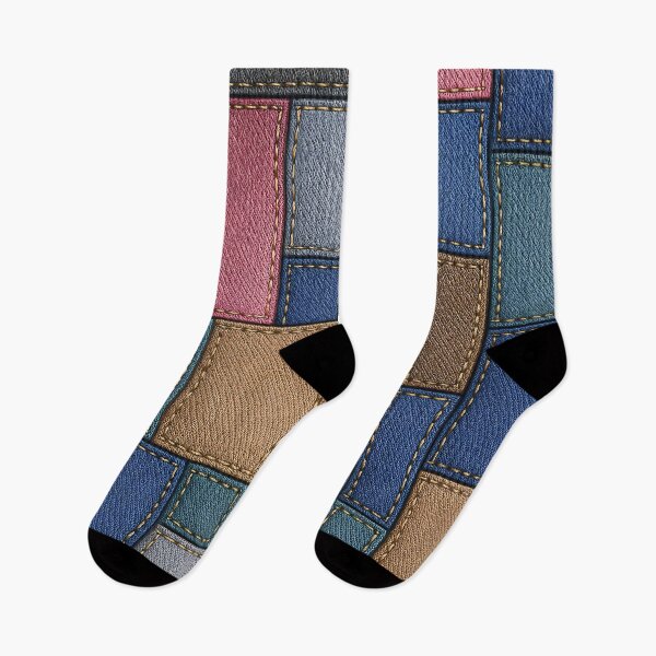 Item preview, Denim Patchwork Grid designed and sold by Kaleidoscope Print.
