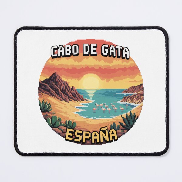 Item preview, Cabo de Gata Spain - Retro Pixel Art Travel Badge with Sunset, Cliffs, Flamingos & Desert Plants - Vintage Souvenir Decal designed and sold by CircinusStore.