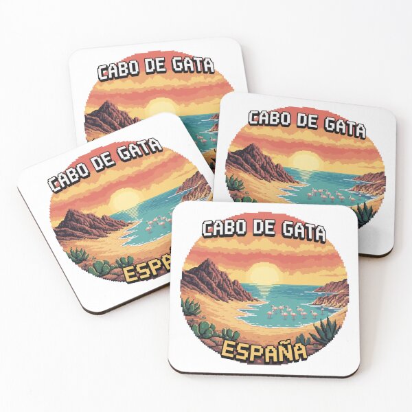 Item preview, Cabo de Gata Spain - Retro Pixel Art Travel Badge with Sunset, Cliffs, Flamingos & Desert Plants - Vintage Souvenir Decal designed and sold by CircinusStore.