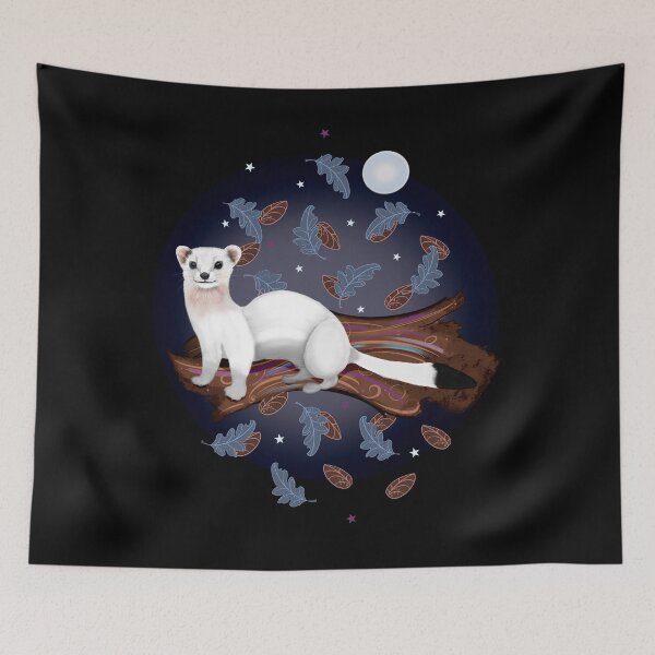 Item preview, White Stoat Blue Moon designed and sold by nocturne-design.