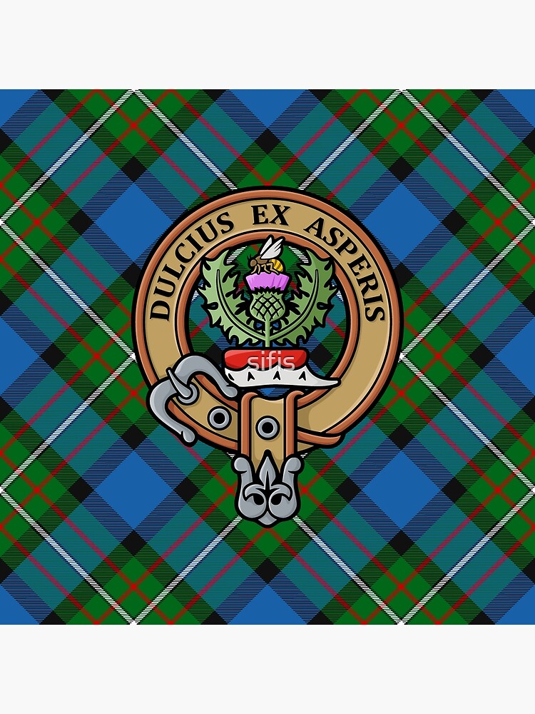 Clan Ferguson Crest over Tartan Art Board Print