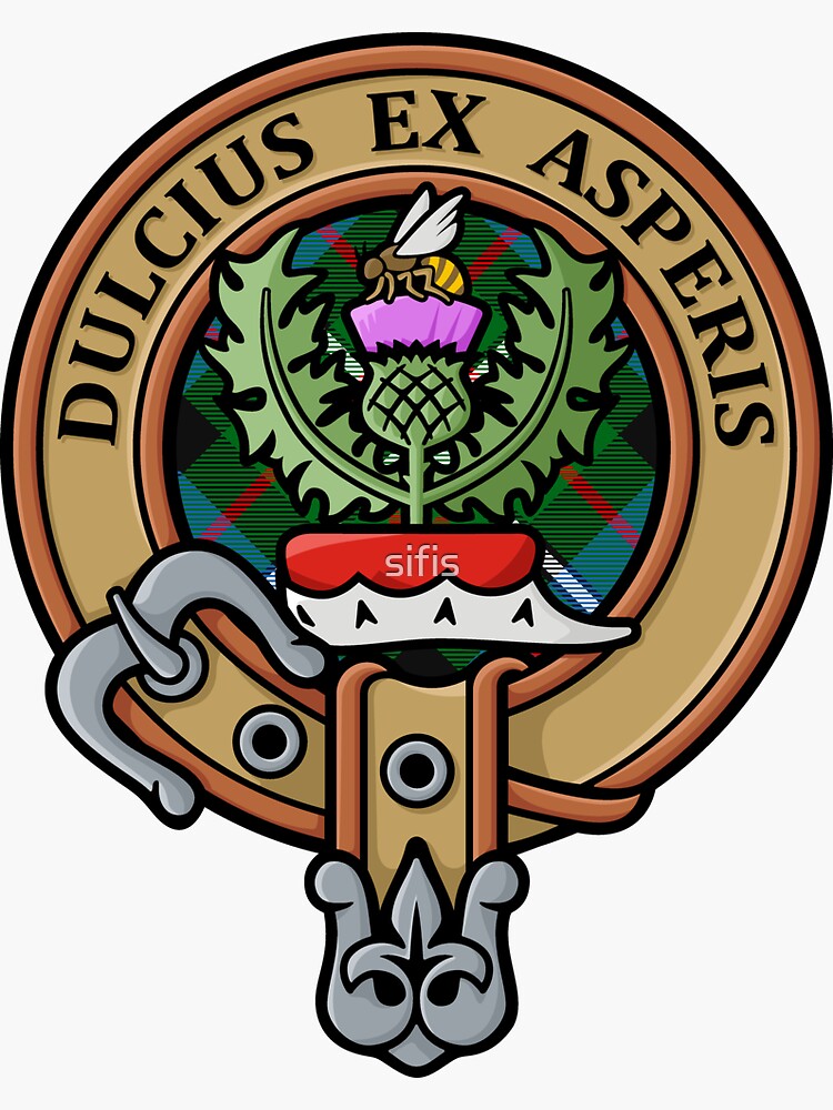 Clan Ferguson Crest over Tartan