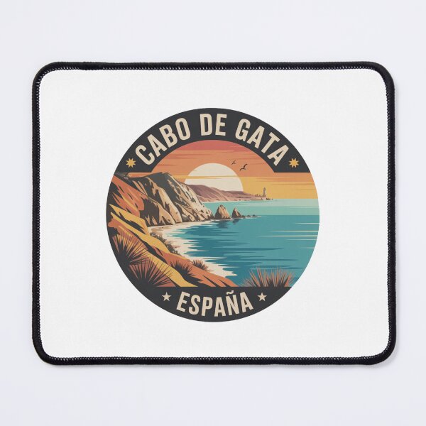 Item preview, Cabo de Gata España - Vintage Travel Badge with Sunset, Cliffs & Lighthouse - Retro Mediterranean Coastal Souvenir Decal designed and sold by CircinusStore.