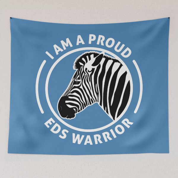 Aperçu de l'œuvre Zebra Strong – Je suis un fier combattant du syndrome d'Ehlers-Danlos créée et vendue par Designs by Jesabee.