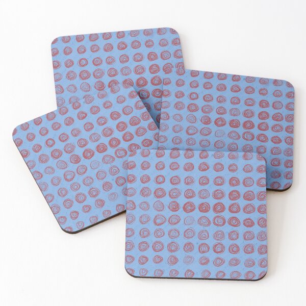 Item preview, hand drawn red irregular circles on blue designed and sold by BlertaDK.