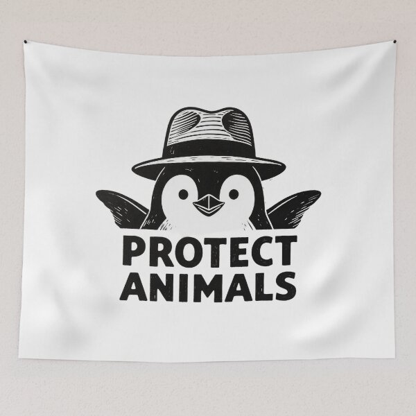 Item preview, Penguin Animal Protection Poster designed and sold by LuckCraftStudio.