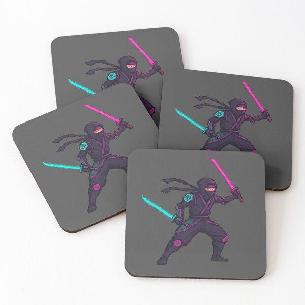 Item preview, Pixelated 90s Retro Ninja Character with Glowing Swords designed and sold by ARM-Designs.