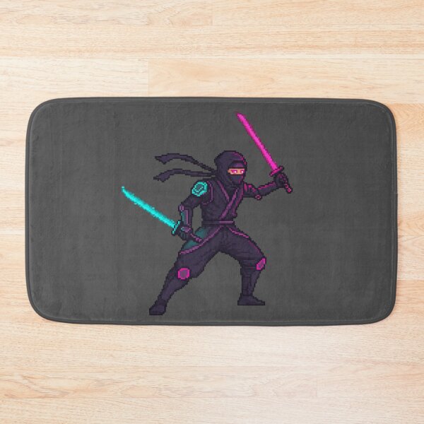 Item preview, Pixelated 90s Retro Ninja Character with Glowing Swords designed and sold by ARM-Designs.