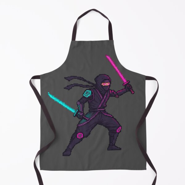 Item preview, Pixelated 90s Retro Ninja Character with Glowing Swords designed and sold by ARM-Designs.