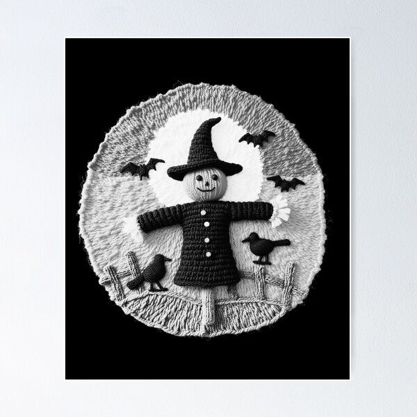 Item preview, Handmade Yarn Halloween Scarecrow With Pumpkin Dome designed and sold by e-camelleone.