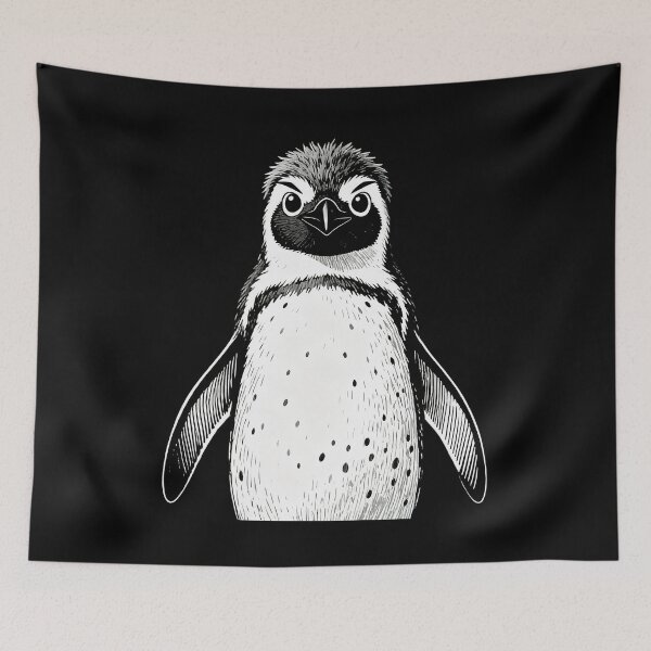 Item preview, Black and White Penguin Illustration designed and sold by LuckCraftStudio.
