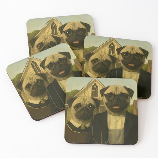 Item preview, Pug American Gothic – Funny Dog Parody Art designed and sold by The Zoomie Collective.