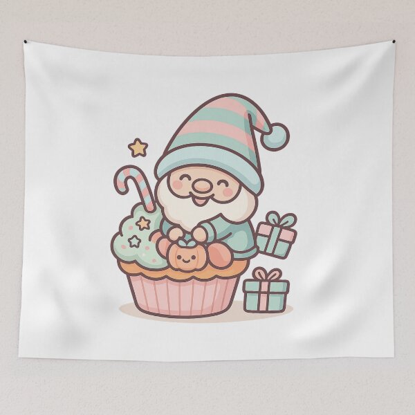 Item preview, Christmas Gnome on Giant Cupcake – Cute Holiday Gnome Tee designed and sold by PrintCreations9.