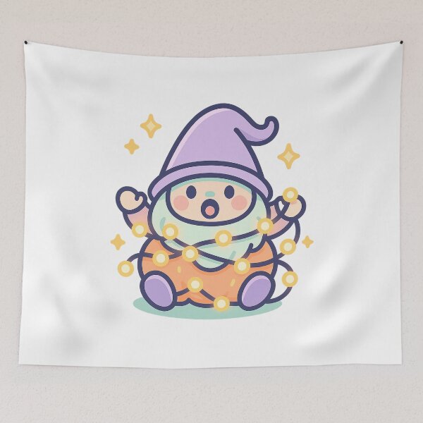 Item preview, Chubby Pastel Gnome Tangled in Fairy Lights – Cute Holiday Tee designed and sold by PrintCreations9.