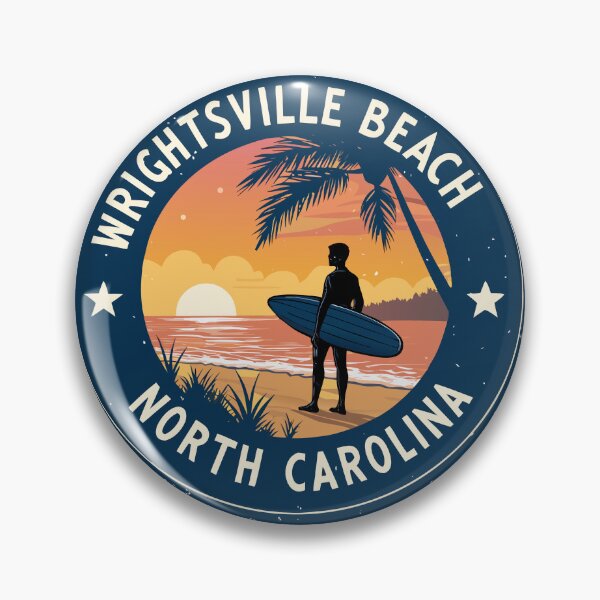 Item preview, Wrightsville Beach North Carolina Sticker – Surfboard Sunset Retro Design designed and sold by VividOrganica.