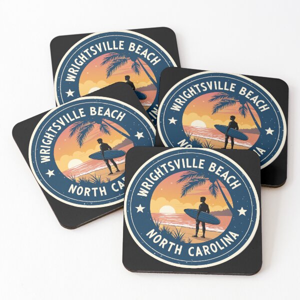 Item preview, Wrightsville Beach North Carolina Sticker – Surfboard Sunset Retro Design designed and sold by VividOrganica.