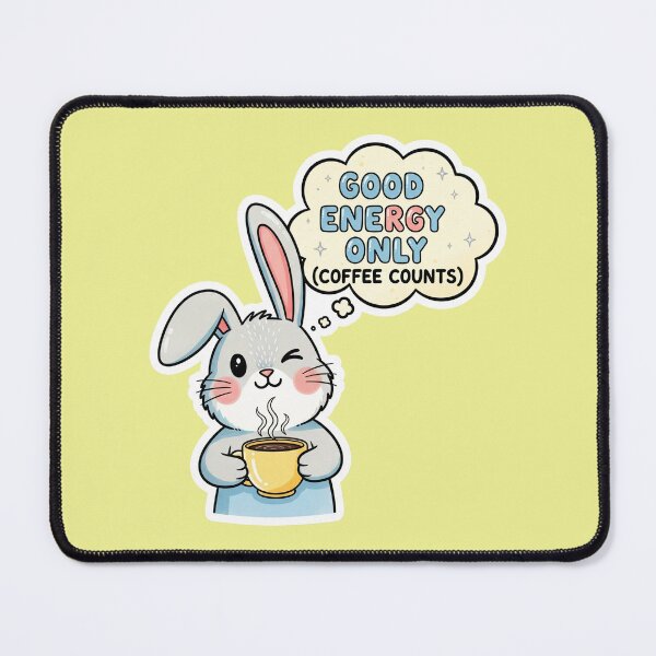 Item preview, Inspirational Quote Rabbit Sticker – Cute Bunny with Coffee, Funny Positive Psychology Saying, Good Energy Only Motivational Animal Design for Laptop, Water Bottle, Notebook, and Gift Idea designed and sold by bvdesignart.