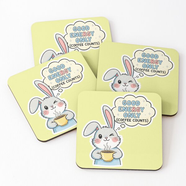 Item preview, Inspirational Quote Rabbit Sticker – Cute Bunny with Coffee, Funny Positive Psychology Saying, Good Energy Only Motivational Animal Design for Laptop, Water Bottle, Notebook, and Gift Idea designed and sold by bvdesignart.
