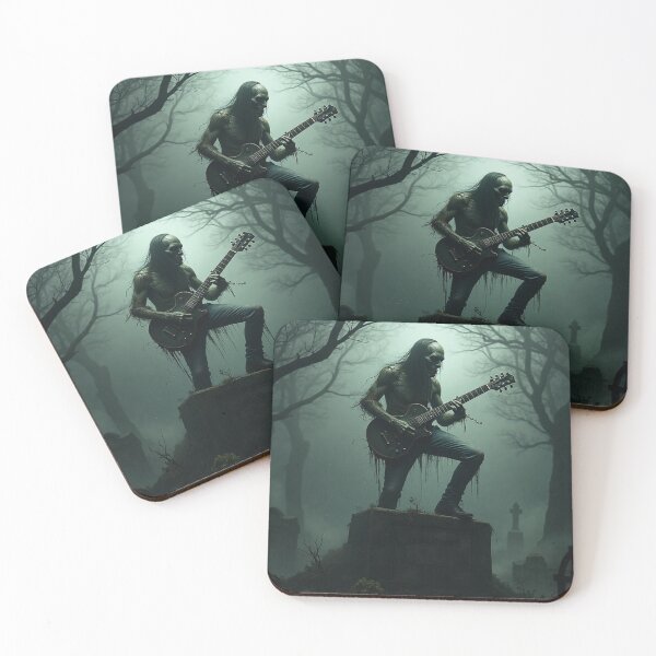 Item preview, Zombie playing electric guitar on top of a tomb designed and sold by NoiseWear.