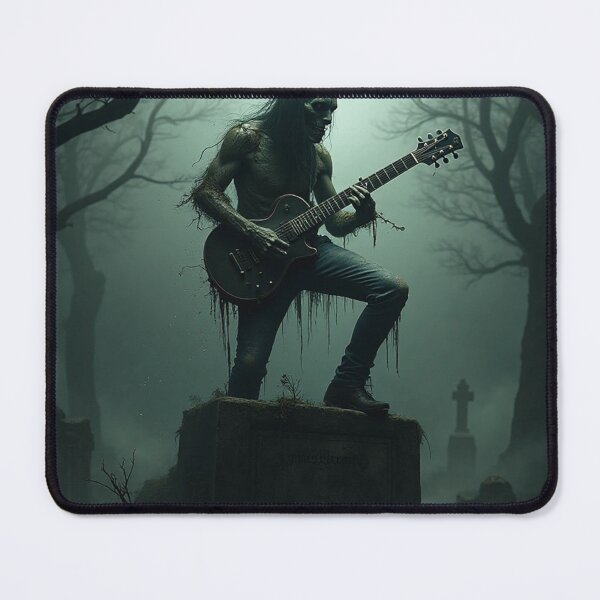 Item preview, Zombie playing electric guitar on top of a tomb designed and sold by NoiseWear.