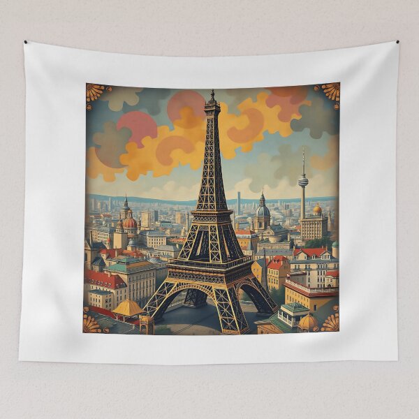 Item preview, Colorful Art Deco Eiffel Tower Illustration designed and sold by sharon1210.