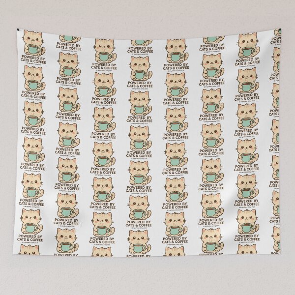 Item preview, Powered by Cats & Coffee – Cute Kawaii Cat Design designed and sold by ShopBrightNest.