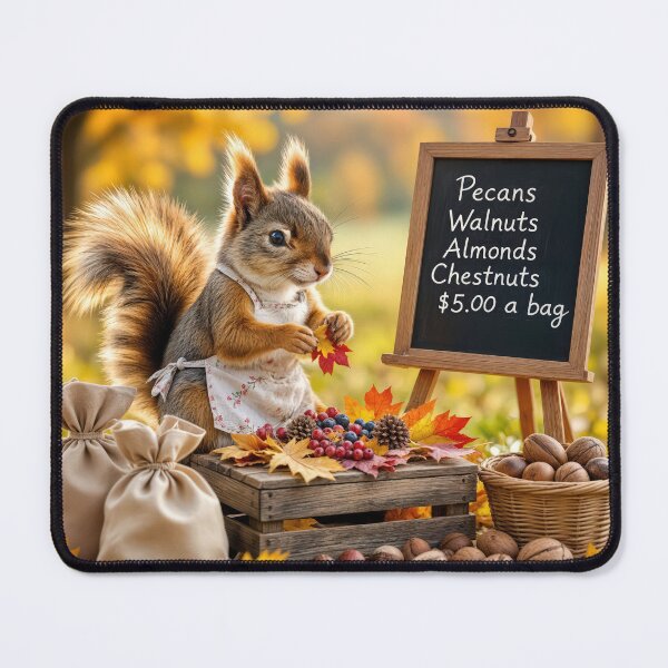 Item preview, Squirrel Selling Nuts at a Farmstand designed and sold by Maria Dryfhout.