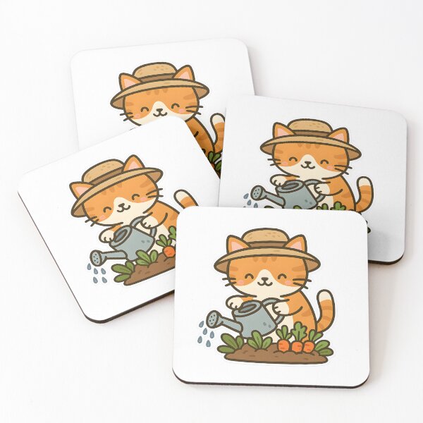 Item preview, Cute Ginger White Cat Gardening with Watering Can designed and sold by SassyArtistry.