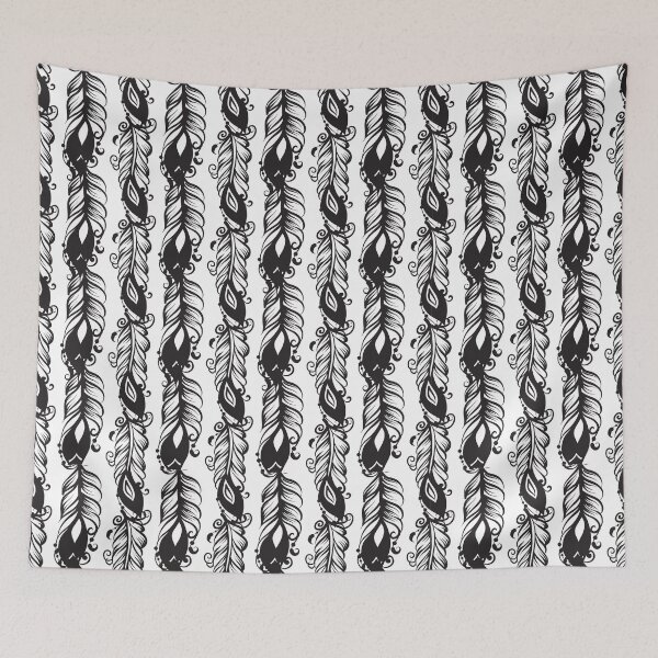 Item preview, Seamless black and white pattern with drawing of feathers designed and sold by amekamura.