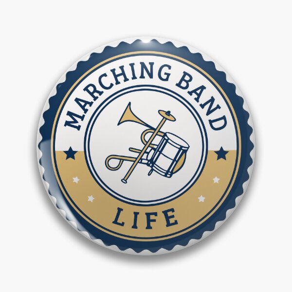 Item preview, Marching Band Life Badge – Trumpet and Snare Drum Collegiate Design designed and sold by VividOrganica.