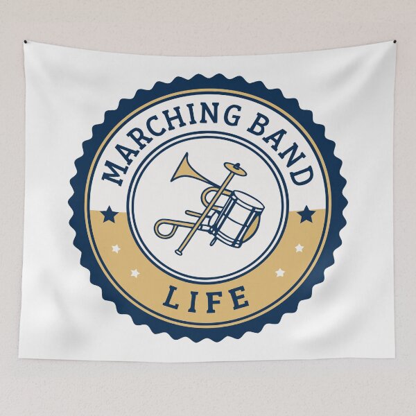 Item preview, Marching Band Life Badge – Trumpet and Snare Drum Collegiate Design designed and sold by VividOrganica.