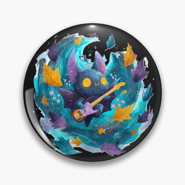 Item preview, Bat with Guitar and Glowing Leaves – Quirky Halloween T-Shirt, Unique Sticker with Halloween Bat Design designed and sold by Zentuary.