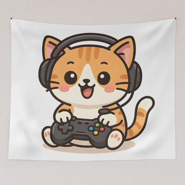 Item preview, Cute Ginger Cat Gamer with Headset designed and sold by SassyArtistry.