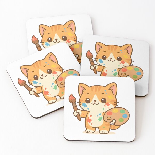 Item preview, Cute Ginger Cat Artist with Paintbrush designed and sold by SassyArtistry.