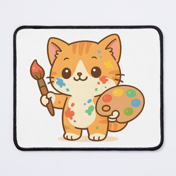 Item preview, Cute Ginger Cat Artist with Paintbrush designed and sold by SassyArtistry.