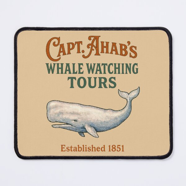 Item preview, Capt. Ahab’s Whale Watching Tours – Moby-Dick Satirical Vintage Design designed and sold by Victor Shadehorn.