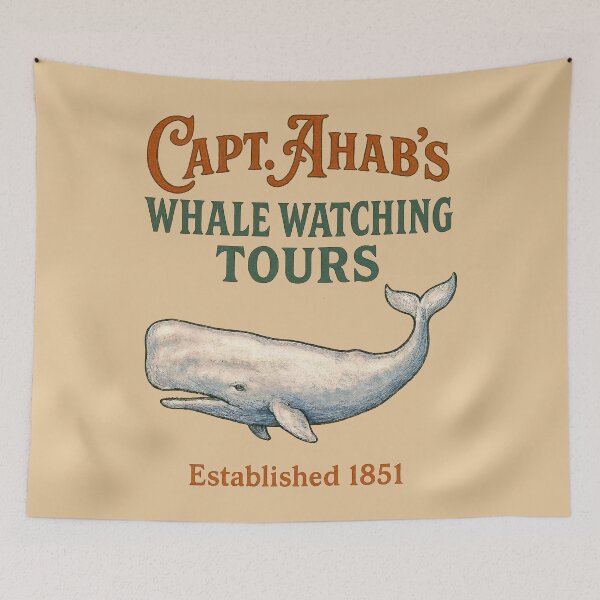 Item preview, Capt. Ahab’s Whale Watching Tours – Moby-Dick Satirical Vintage Design designed and sold by Victor Shadehorn.