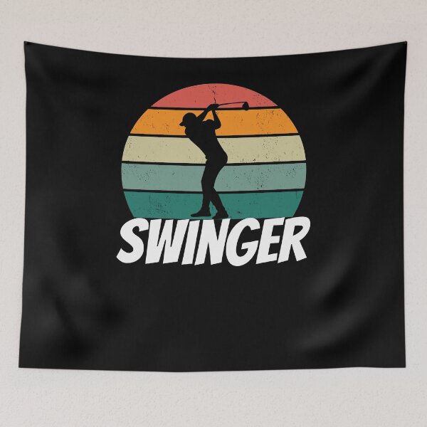 Aperçu de l'œuvre Drôle de swinger Humour de golfeur Amateur de golf golfant rétro coucher de soleil créée et vendue par snowry.