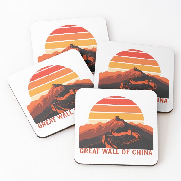 Item preview, Great Wall of China Retro Sunset | Vintage Travel Vector Illustration designed and sold by LoliDesignShop.