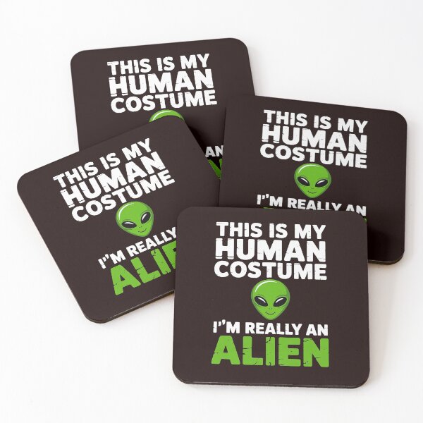 Item preview, Funny Alien Costume – “This Is My Human Costume” Green Alien Face designed and sold by Wicked.Teez.
