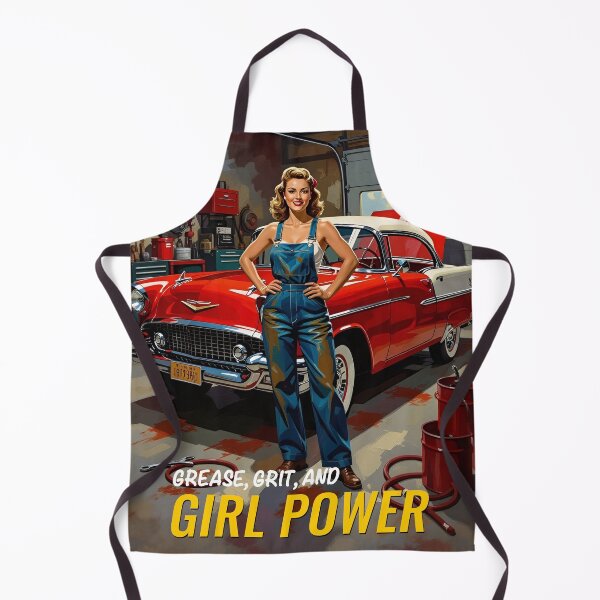 Item preview, Grease, Grit & Girl Power – Retro Pin-Up Mechanic with Classic Car designed and sold by MooLaLa.Store.
