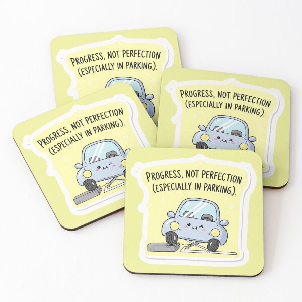Item preview, "Progress, Not Perfection (Especially in Parking)" A Humorous Inspirational Quote for New Drivers and Parking Enthusiasts designed and sold by bvdesignart.