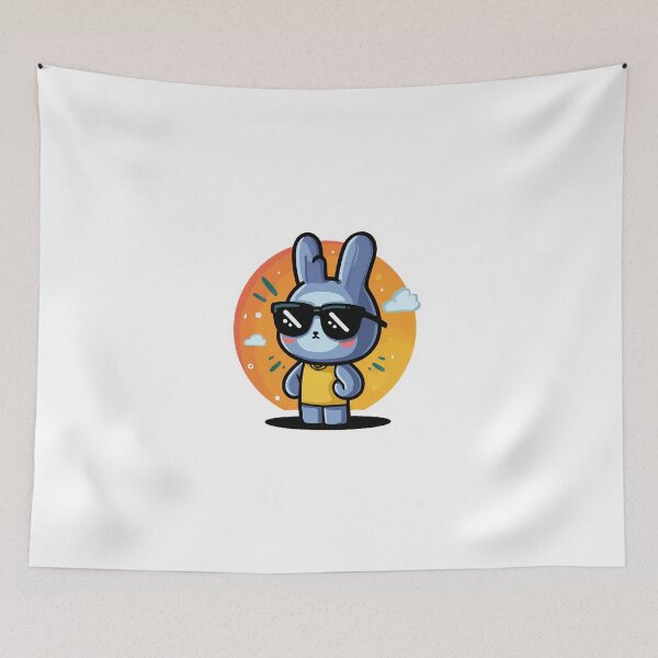 Artikelvorschau, Cooler Hasen-Aufkleber – Süßes Kaninchen mit Sonnenbrille und Sonnenschein-Vibes entworfen und verkauft von Line Designs By Duck.