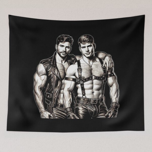 Item preview, Gay Leather Bar Pride "Lars & Scott" Leder Bar Berlin Pride Graphic Design designed and sold by ItsAKinkThing.