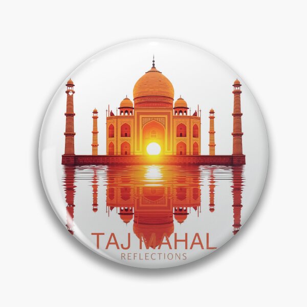 Item preview, Taj Mahal Reflections Retro Sunset | Vintage India Travel Illustration designed and sold by LoliDesignShop.