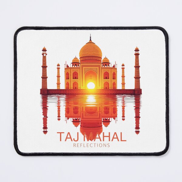Item preview, Taj Mahal Reflections Retro Sunset | Vintage India Travel Illustration designed and sold by LoliDesignShop.