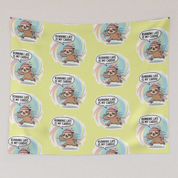 Item preview, Running Late is My Cardio A Hilarious Inspirational Quote for the Chronically Tardy Sloth designed and sold by bvdesignart.
