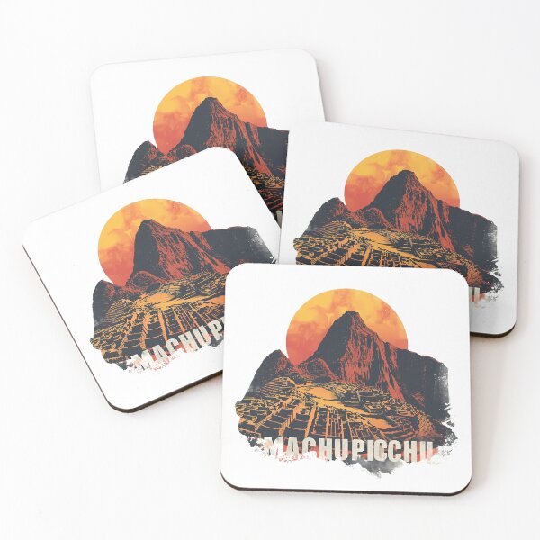 Artikelvorschau, Machu Picchu Inka-Ruinen Retro Sonnenuntergang | Vintage Peru Reise Illustration entworfen und verkauft von LoliDesignShop.