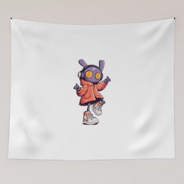 Item preview, Robot Bunny Sticker – Cool Character with Hoodie, Headphones, and Sneakers designed and sold by Line Designs By Duck.