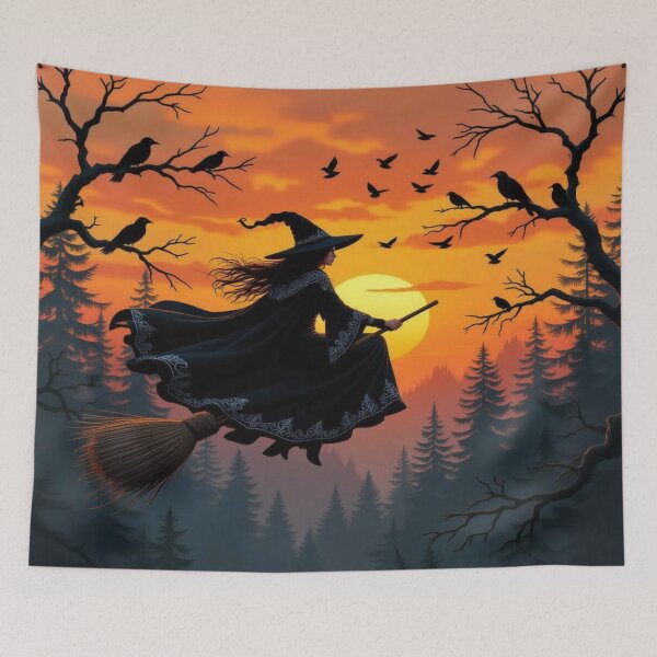 Item preview, WitchFlight Sunset – Mystic Forest Vibes with RavenGlow & MagicSilhouette designed and sold by FotoworldEdel.